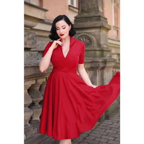 Robe corolle Laura Lee en rouge - Vintage Diva - Modalova