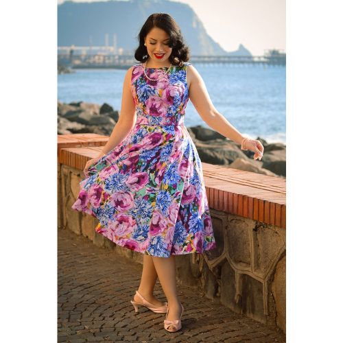 Robe corolle fleurie Lisa en violet - hearts & roses - Modalova