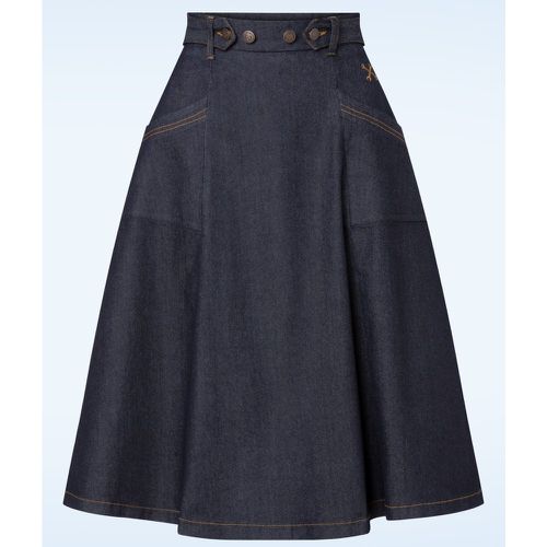 Workwear Denim Skirt Années 50 en Foncé - Queen Kerosin - Modalova