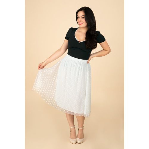 Jupe plumetis Delphi en tulle blanc - vintage chic for topvintage - Modalova