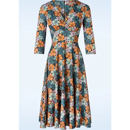 Robe corolle fleurie Maddison en aqua et multi - vintage chic for topvintage - Modalova