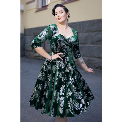 Exclusivité Topvintage ~ Robe évasée fleurie Amelia en émeraude - topvintage boutique collection - Modalova