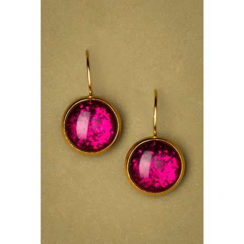 Boucles d'Oreille Plaquées Or Dot Années 60 en Framboise Étincelant - Urban Hippies - Modalova