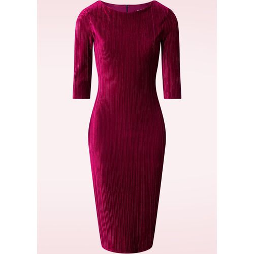 Robe crayon plissée Laura en velours bordeaux - vintage chic for topvintage - Modalova