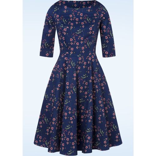 Robe évasée fleurie Adriana Pink Blossom en marine - topvintage boutique collection - Modalova