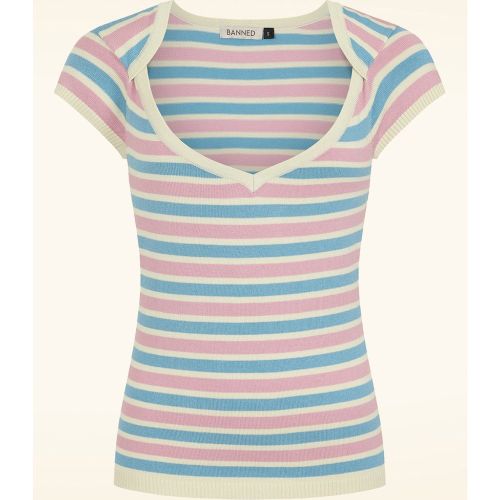 Pull rayée Vivian en rose et bleu - Banned Retro - Modalova