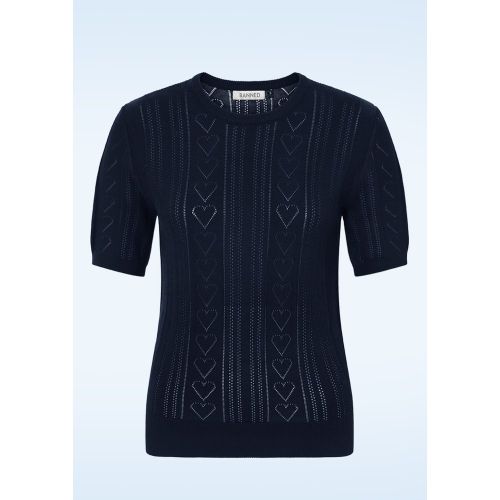 Pull Ruby Hearts en bleu marine - Banned Retro - Modalova