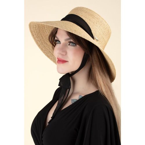 Chapeau Vera en raphia et noir - Bronté - Modalova
