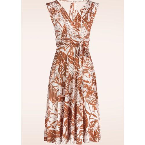 Robe évasée motif tropical Jane en et caramel chaud - vintage chic for topvintage - Modalova