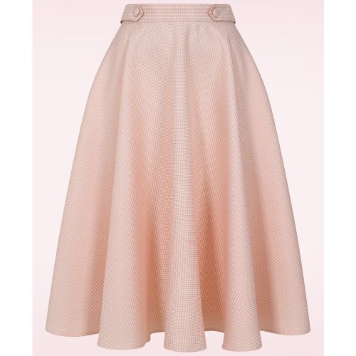 Jupe évasée à motif pied-de-poule Didi en corail et blanc - Banned Retro - Modalova