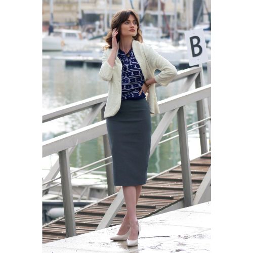 Blazer Beatrice en jacquard crème - vintage chic for topvintage - Modalova