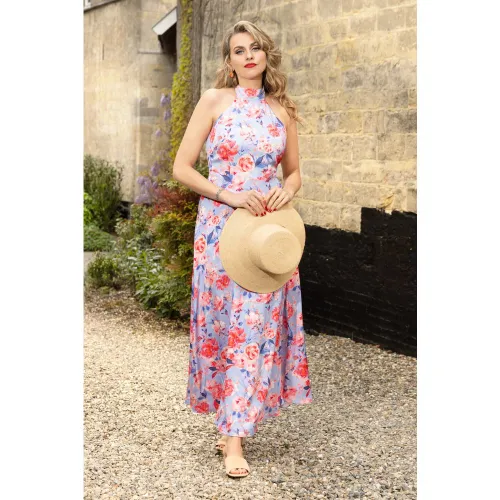 Robe maxi dos nu à fleurs Leonie en ciel - topvintage boutique collection - Modalova
