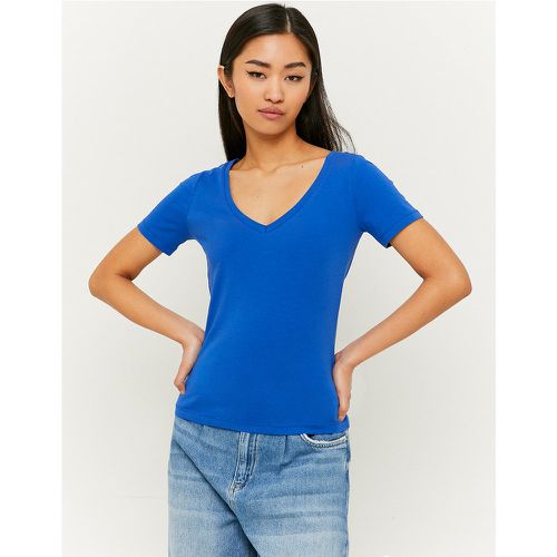 T-shirt Col V Basique Bleu - Tw - Modalova