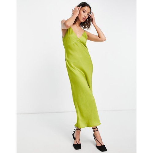 Robe nuisette en satin à bretelles contrastantes et dos ouvert - Chartreuse - Topshop - Modalova