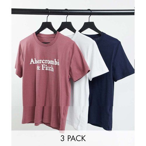 Pack de 3 t-shirts à grand logo emblématique - Blanc, bordeaux et bleu marine - Abercrombie & Fitch - Modalova