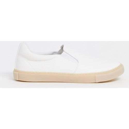 Tennis pointure large à enfiler en imitation cuir avec semelle en caoutchouc - ASOS DESIGN - Modalova