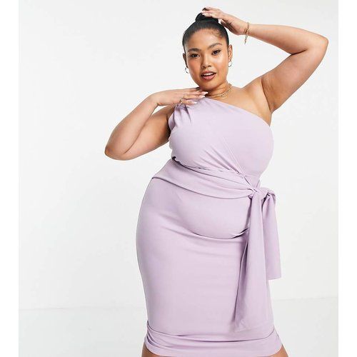ASOS DESIGN Curve - Robe mi-longue asymétrique nouée sur le côté - Lilas - ASOS Curve - Modalova