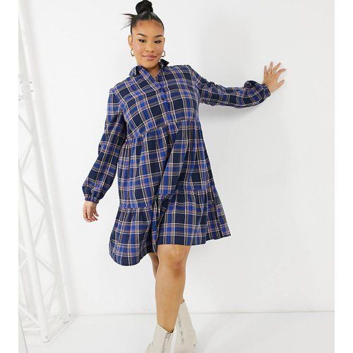 New Look Curve - Robe babydoll courte boutonnée sur le devant à carreaux - New Look Plus - Modalova