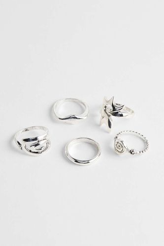 Ensemble de 5 bagues tourbillonnées épaisses en taille: Medium/Large - Silence + Noise - Modalova