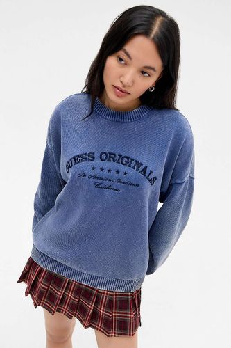 Pull en maille bleu marine avec logo brodé en taille: Small - GUESS - Modalova