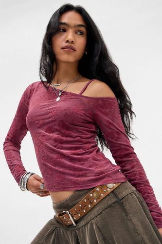 Haut asymétrique à épaules dénudées floqué Lisa en taille: Medium - Kimchi Blue - Modalova