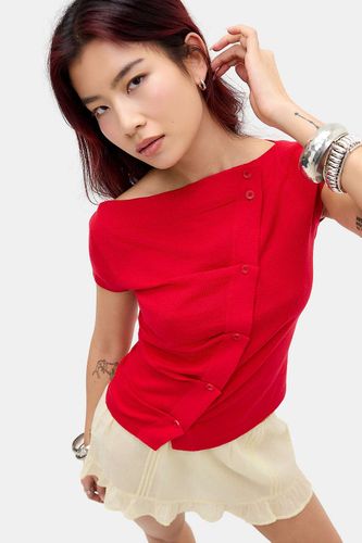 Haut en maille fine à col échancré asymétrique avec boutons Rue en taille: Medium - BDG - Modalova