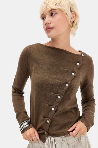 Haut Lumi à boutons avec patte de boutonnage asymétrique plissée en taille: XS - BDG - Modalova