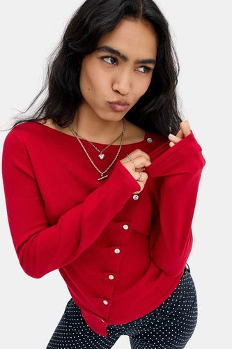 Haut Lumi à boutons avec patte de boutonnage asymétrique plissée en taille: XS - BDG - Modalova