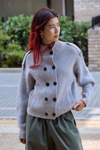 Cardigan en maille côtelée à col entonnoir et double boutonnage en taille: Small - BDG - Modalova