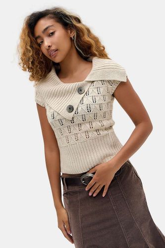 Haut en maille pointelle à col asymétrique UO par en taille: Small - Urban Outfitters - Modalova