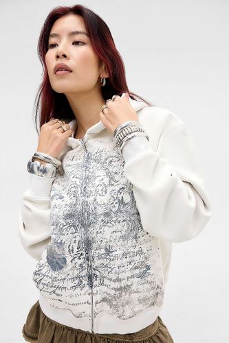 Sweat à capuche zippé UO Grunge Script par en taille: Medium/Large - Urban Outfitters - Modalova