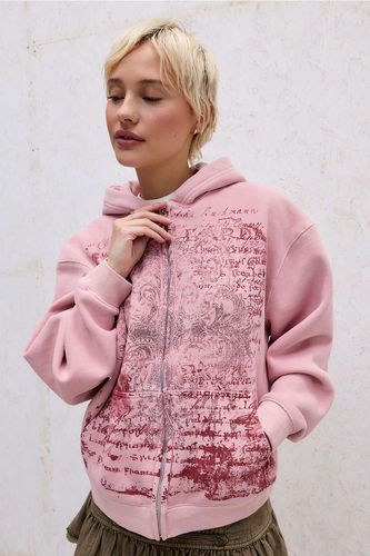 Sweat à capuche zippé UO Grunge Script par en taille: Medium/Large - Urban Outfitters - Modalova