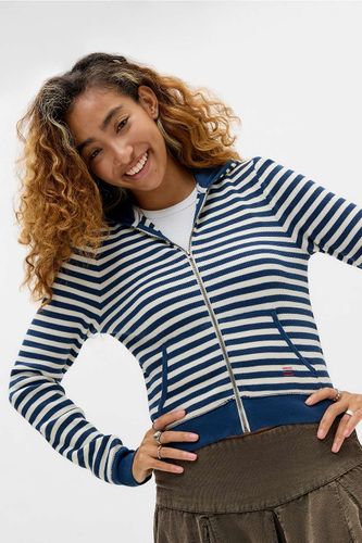 Sweat à capuche zippé à rayures bleu marine et iris en taille: Small - BDG - Modalova