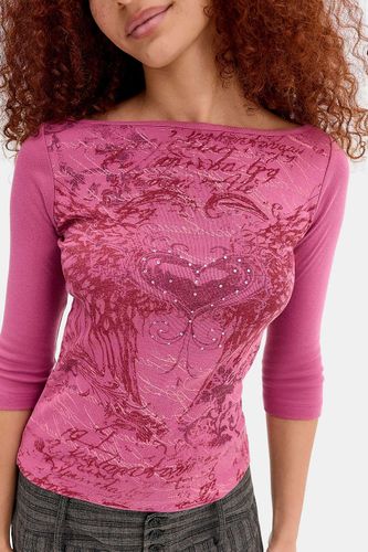 T-shirt graphique à manches 3/4 Gothic Heart en taille: XS - Kimchi Blue - Modalova