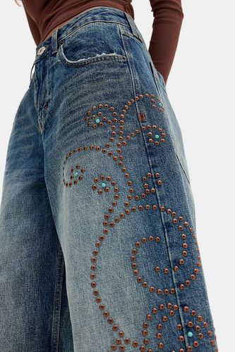 Jean baggy Jaya turquoise clouté taille: 24 l 32L - BDG - Modalova