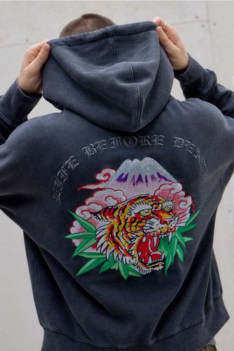 Sweat à capuche tigre noir délavé exclusif UO en taille: Small - Ed Hardy - Modalova