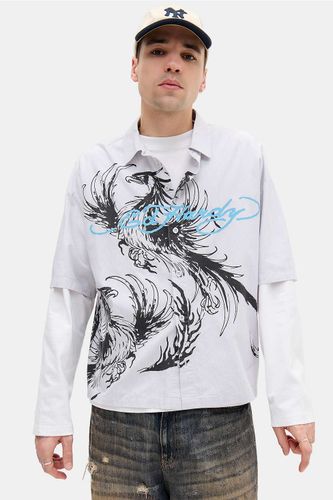 Chemise à manches courtes à rayures Phoneix exclusive UO en taille: XS - Ed Hardy - Modalova