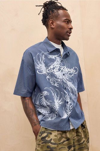 Chemise UO Exclusive à carreaux marine Phoenix en taille: Small - Ed Hardy - Modalova