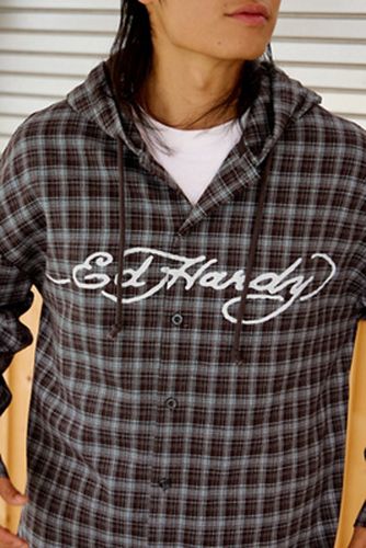 Chemise à capuche à carreaux bleus exclusifs UO en taille: XS - Ed Hardy - Modalova