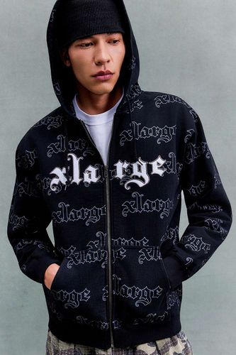 Sweat à capuche zippé noir avec logo imprimé en taille: Medium - XLARGE - Modalova