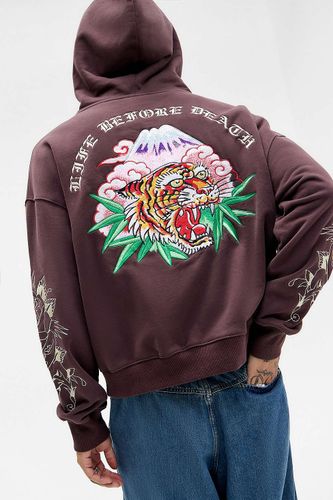 Sweat à capuche zippé UO Exclusive Tiger Rose marron en taille: Small - Ed Hardy - Modalova