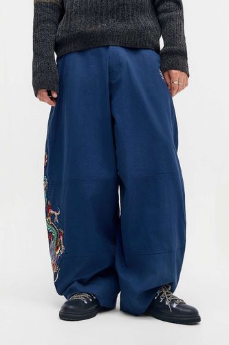 Pantalon cargo en ripstop brodé bleu en taille: Medium - Ed Hardy - Modalova
