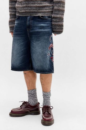 Short en jean Jack bleu noir avec appliqué scorpion en taille: 26 - BDG - Modalova