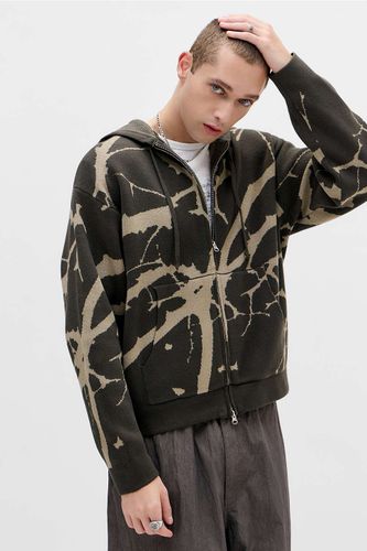 UO Sweat à capuche en maille marron à glissière par en taille: Medium - Urban Outfitters - Modalova