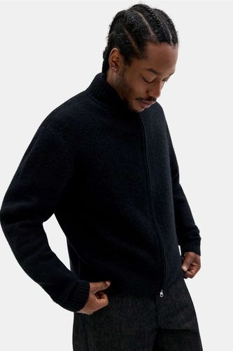 Cardigan en maille uni noir à fermeture éclair en taille: XS - Loom - Modalova