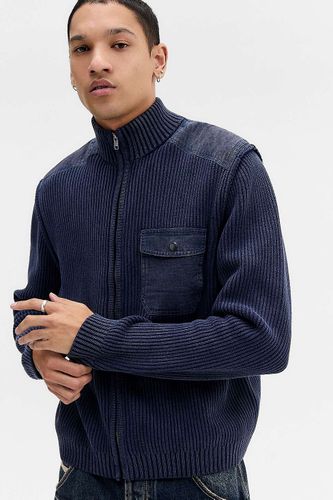 Cardigan en tricot côtelé à panneaux en taille: Small - BDG - Modalova