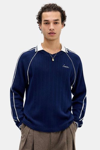 Polo en tricot à manches longues marine en taille: Large - Loom - Modalova