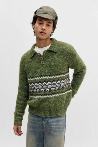 Pull polo jacquard vert en taille: Large - BDG - Modalova