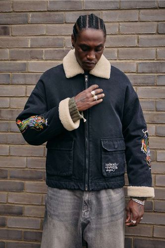 Veste noire doublée en polaire UO Exclusive en taille: Small - Ed Hardy - Modalova