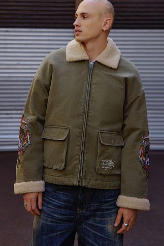 Veste doublée polaire verte exclusive UO en taille: Small - Ed Hardy - Modalova